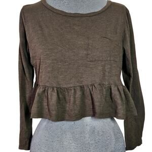 Emory Park Brown Cotton Blend Crop Top Size Medium